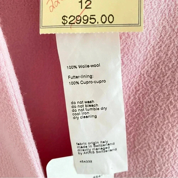 AKRIS Garry Pink Double-Faced Wool Crepe Fringe Jacket Sz 12 - Picture 6 of 16